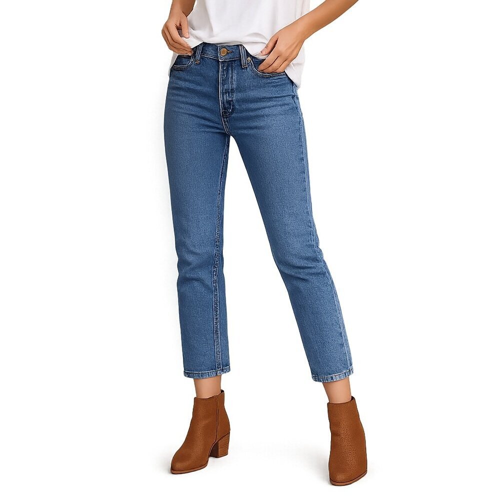 The Great The Straight A Cropped Jeans High Rise Button Fly Indigo 25 #A1228 - Picture 1 of 10